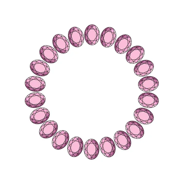 Light Pink Oval Gemstone Circle Frame Векторная Иллюстрация — стоковый вектор