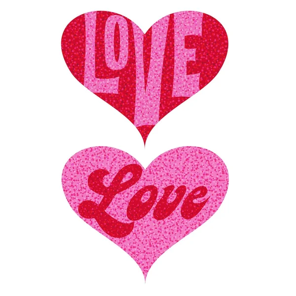 Růžová Červená Valentine Srdce Třpytky Vektorové Ilustrace — Stockový vektor