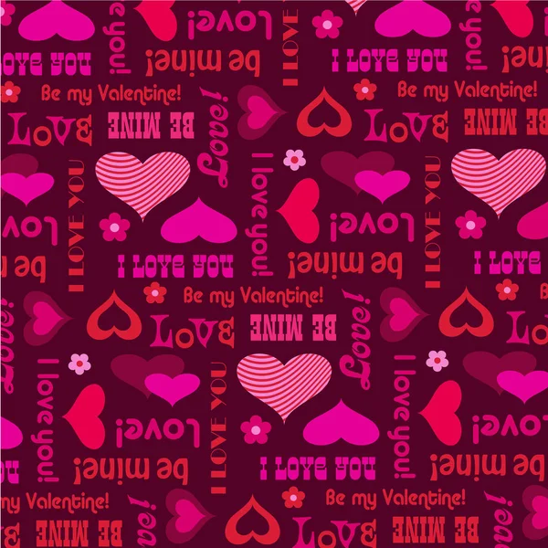 Valentines Day Pattern Hearts Typography Vector Illustration — Stock Vector