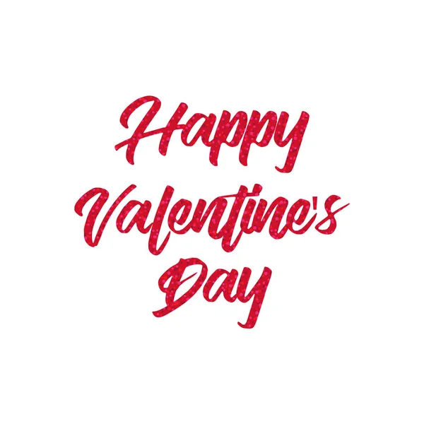 Roter Glanz Glücklich Valentinstag Vektor Kalligraphie — Stockvektor