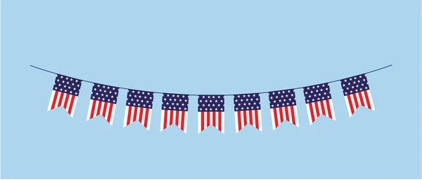 Κόκκινο Λευκό Μπλε Σημαιοστολισμένη Αμερικανικές Σημαίες Εικονογράφηση Διάνυσμα — Διανυσματικό Αρχείο