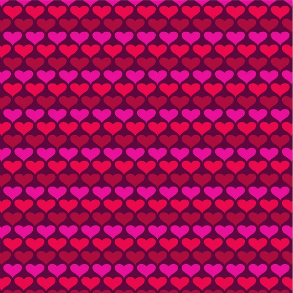 Einfache Valentinstag Herzmuster Auf Rot Vektorillustration — Stockvektor