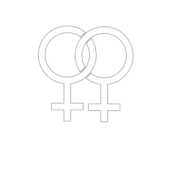 Ineinander Greifende Weibliche Symbole Auf Weißem Hintergrund — Stockvektor