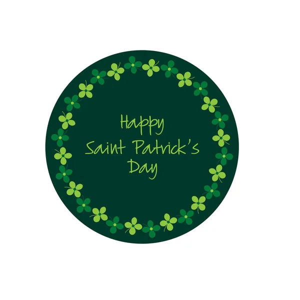 Szczęśliwy Dzień Saint Patricks Prosty Shamrock Zielony Okrąg Ramki — Wektor stockowy