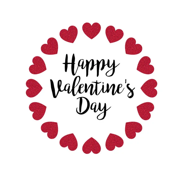 День Святого Валентина Каллиграфия Блестящими Сердцами — стоковый вектор