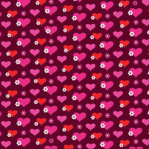 Corazón Flor Patrón San Valentín Oscuridad — Vector de stock