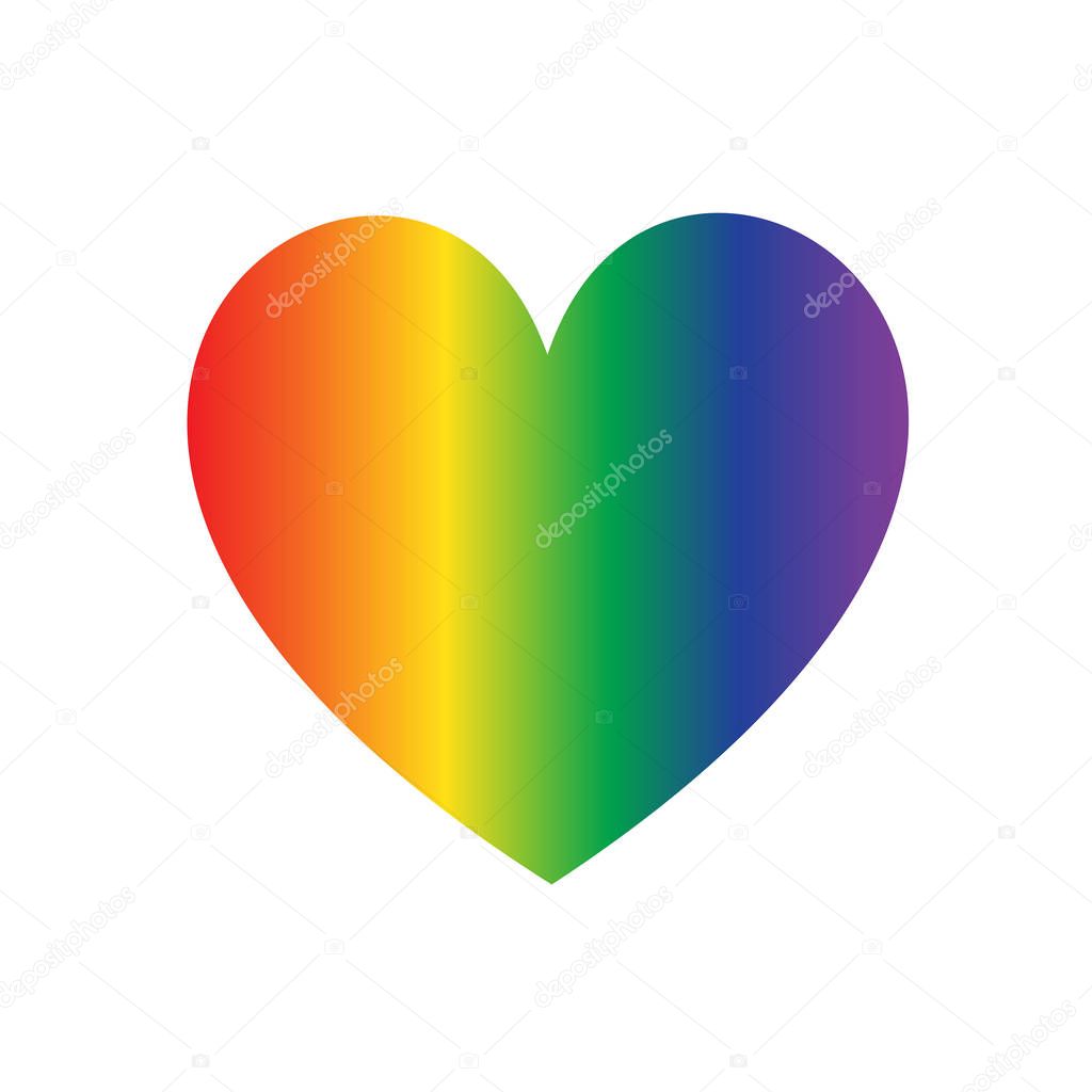 gradient rainbow pride heart icon on white background