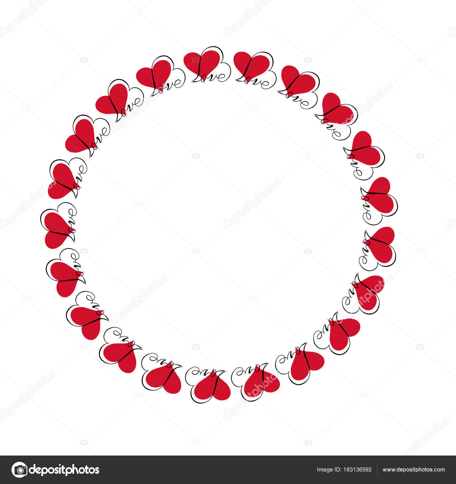 Download Overlapping Red Hearts Love Circle Frame — Stock Vector ...
