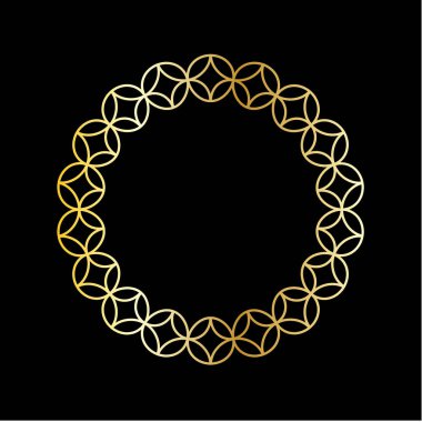 Altın anahat geometrik daire çerçeve