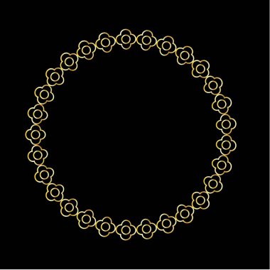 Altın anahat quatrefoil geometrik daire çerçeve