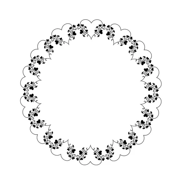 Coeur Noir Cadre Cercle Vigne — Image vectorielle