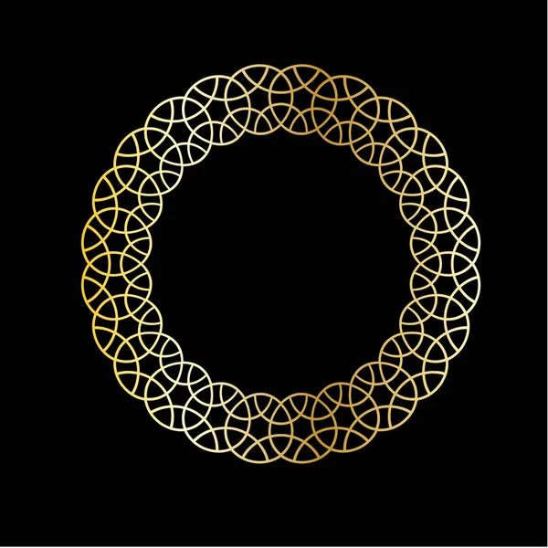 Gold Outline Interlocking Circles Moroccan Frame — Stock Vector