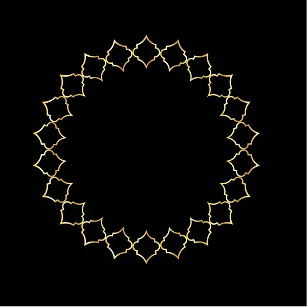 Garis Besar Emas Sederhana Geometris Maroko Lingkaran Bingkai - Stok Vektor