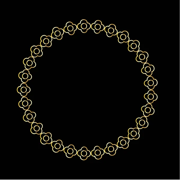 Χρυσό Περίγραμμα Τετράλοβο Γεωμετρικά Κύκλο Καρέ — Διανυσματικό Αρχείο