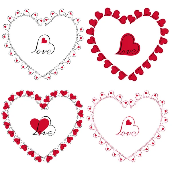 Αγάπη Καρδιά Κύκλο Πλαίσια Clipart Σετ — Διανυσματικό Αρχείο