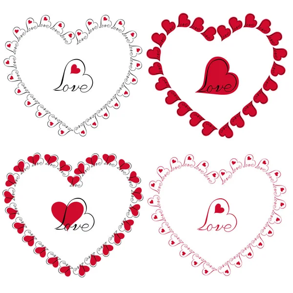 Amor Corazón Círculo Marcos Clipart Conjunto — Vector de stock