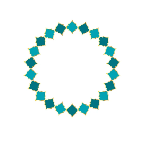 摩洛哥蓝金阿拉贝斯克瓷砖圆框 — 图库矢量图片