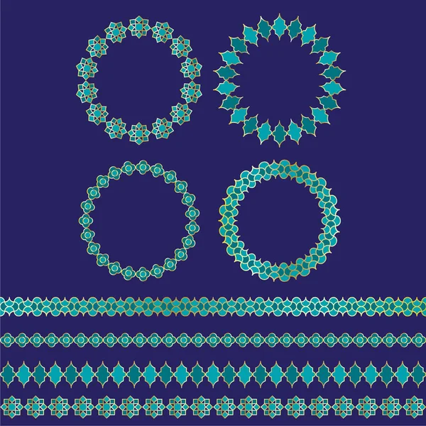 Cadres Bordures Bleu Marocain — Image vectorielle