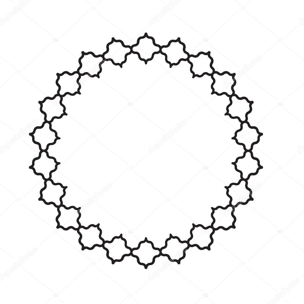 black outline small arabesque circle frame