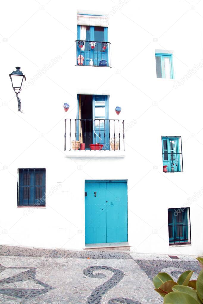 typical corners of the Andalusian village of Frigiliana, tourist destination, white village of Malaga, Spain, 
