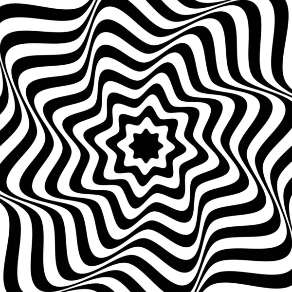 光学芸術 黒と白の波状縞の抽象ベクトル図 — ストックベクタ
