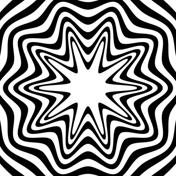 光学芸術 幾何学的背景 黒と白の線 ベクターイラスト — ストックベクタ