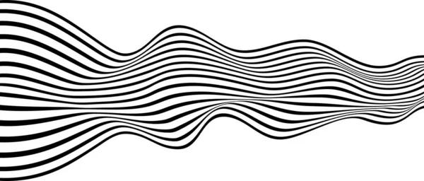 Abstrakt Våg Optisk Konst Randiga Linjer Svart Och Vitt — Stock vektor