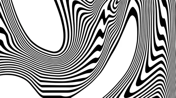 抽象ベクトル形状 曲線状のストライプライン モノクローム背景 — ストックベクタ