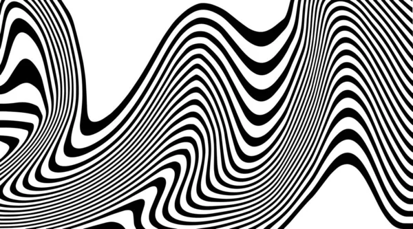 抽象ベクトル形状 モノクロームの背景 曲線のストライプライン — ストックベクタ