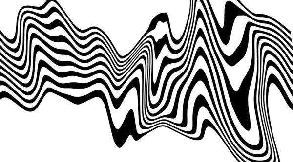 光学芸術 抽象的なベクトル背景 曲線状のストライプライン 黒と白 — ストックベクタ