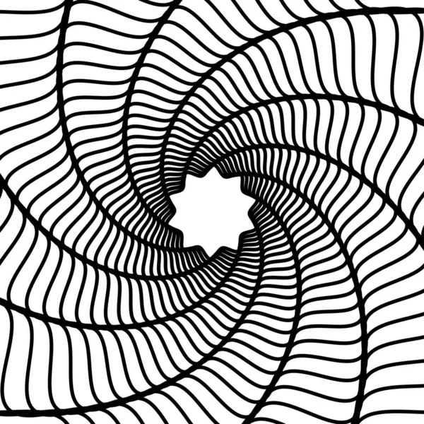 Оптическая Иллюзия Геометрический Фон Черные Линии Абстрактная Форма Вихря — стоковый вектор