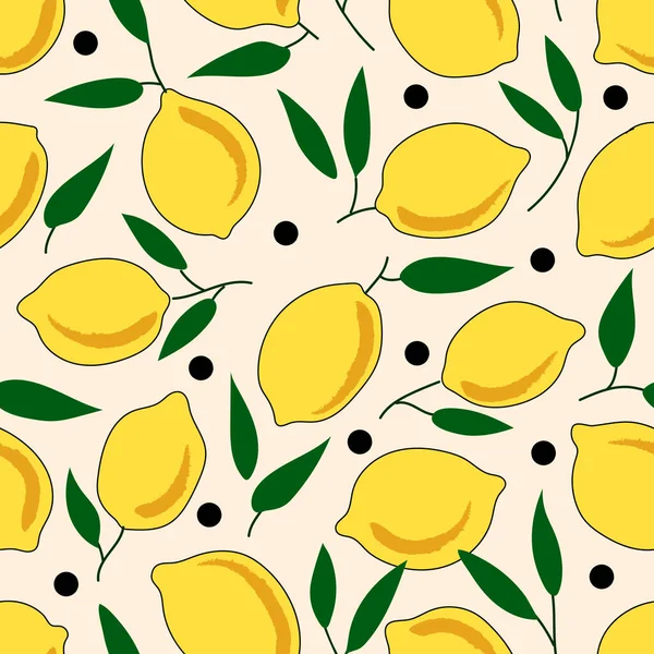 Nahtloses Muster Mit Zitronen Auf Rosa Hintergrund Trendige Textur Für — Stockvektor