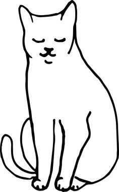 Sevimli komik kedi. Tek renkli vektör illüstrasyonu.