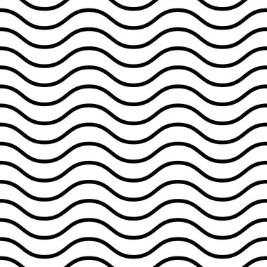  Dalga deseni. Vektör çizimi. Dalgalanma dokusu. Siyah dalgalı çizgiler. Kusursuz arkaplan