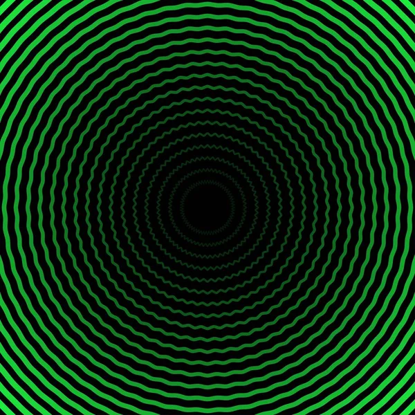 催眠スパイラル抽象的な背景 黒と緑 — ストックベクタ