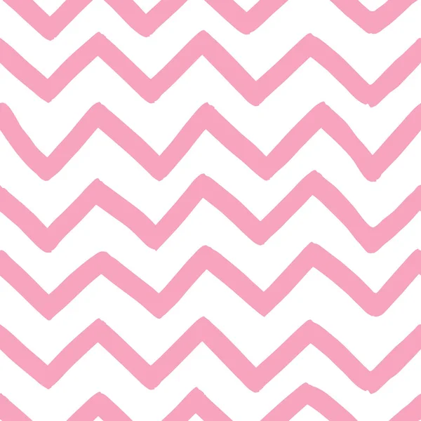 Seamless Pattern Pink Zigzag Hand Drawn Vector Illustration Texture Print — Stock Vector