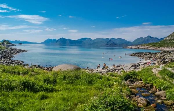 Пляж Rorvika в Норвегии — стоковое фото