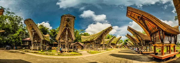 Panoramische foto van tongkonans — Stockfoto