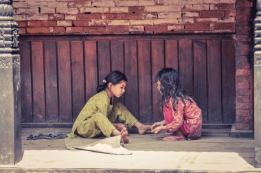 Two girls in Nepal clipart