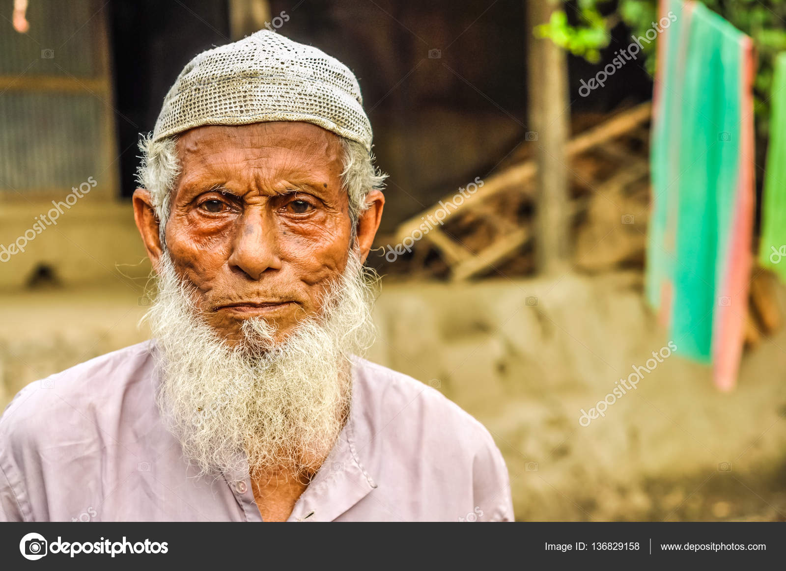 Old Man In White In Bangladesh Stock Editorial Photo