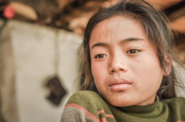 Düşünme kız Nepal