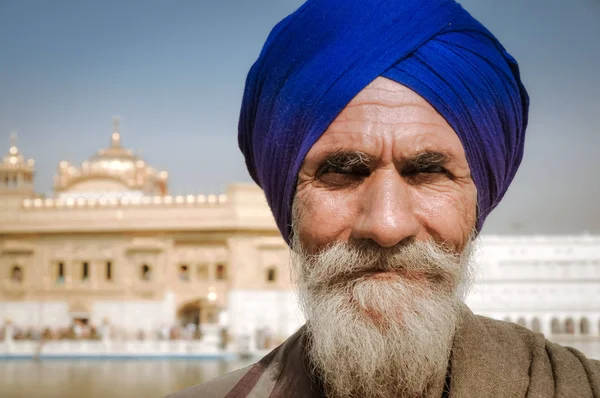 Man met blauwe tulband in Punjab — Stockfoto