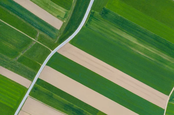 Puesta Sol Sobre Los Campos Trigo Maíz Vista Aérea Los — Foto de Stock