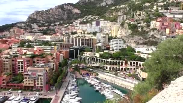 Monaco resort hotels and apartments boat harbor, Nice France — Stock video