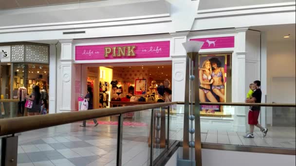 Victoria Secret Pink Lingerie Retailer Storefront Shopping Mall Saugus Massachusetts — Stock Video