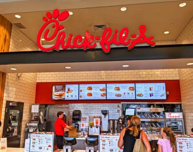 Chick-fil-A restoran menüsü, Peabody Massachusetts Usa, 9 Ağustos 2019
