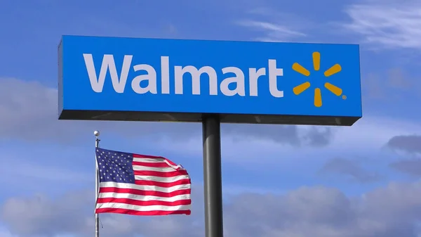 Walmart otoyol tabelası, Amerikan bayrağı dalgalanması