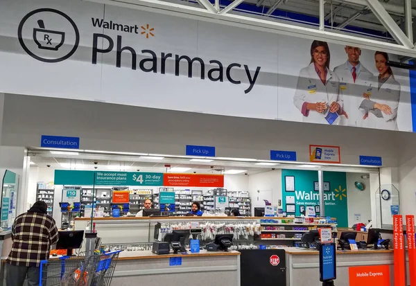 Walmart Tienda Minorista Farmacia Prescripción Contador Medicamentos — Foto de Stock