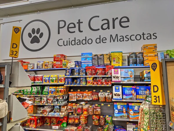Торговий Магазин Walmart Секція Догляду Домашніми Тваринами Їжа Котів — стокове фото