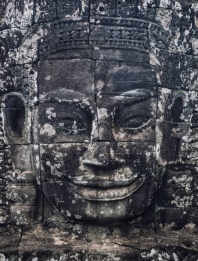 heykel Bayon Tapınağı Angkor Thom, Cambodia. Antik Khmer archite